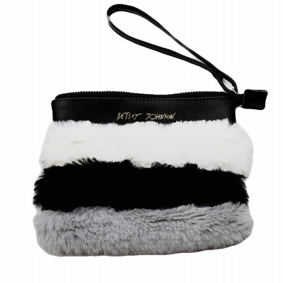 Betsey Johnson Color Block Mini Fur Wristlet - Picture 5 of 6